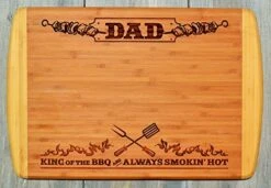 IFT DAD FATHER ~ Engraved Large 2-Tone Bamboo Cutting Board For Dad ~ 2-Sided Design ~ Engraved Side Designed For Display ~ Reverse Side For Usage ~ Birthday Gift Dad Christmas Gift Fathers Day Gift