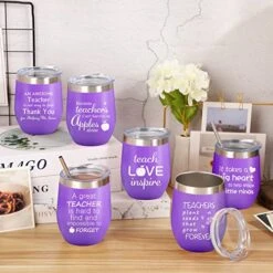 6 Pieces Thank You Gift Idea For Teachers, Teacher Graduation Appreciation Coffee Mug For Women Men Preschool Elementary Teacher, 12oz Wine Tumbler And Lids Straws Brushes (Simple Purple) 14 6 Pieces Thank You Gift Idea For Teachers, Teacher Graduation Appreciation Coffee Mug For Women Men Preschool Elementary Teacher, 12oz Wine Tumbler And Lids Straws Brushes (Simple Purple) -KitchenAid Shop 51VlYqpIlRL