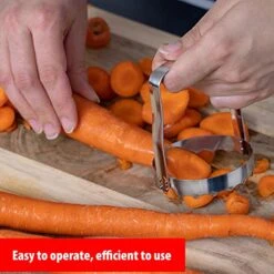 AXAM Hand Food Chopper Set - 1 Serrated & 1 Honed Stainless Steel Handheld Veggie Cutter With Handle For Salad, Fruit, Vegetables, Nuts, Biscuit, Cookie & Pastry - Easy To Use & Clean - Pack Of 2 -KitchenAid Shop 51VmGJa2xlL