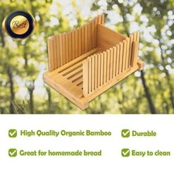 Kitchen Bamboo Bread Slicer, Adjustable Bread Cutting Guide, Foldable Bread Cutter For Homemade Bread, Bread Loaf Slicer With Crumb Catcher (12.5"×8.5"×7") -KitchenAid Shop 51VpfaqhQiL