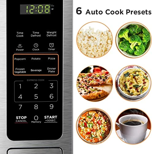 Digital Microwave Oven With Turntable Push-Button Door, Child Safety Lock, 1000W, 1.1cu.ft, Black & Stainless Steel, 1.1 Cu.ft 3 Digital Microwave Oven With Turntable Push-Button Door, Child Safety Lock, 1000W, 1.1cu.ft, Black & Stainless Steel, 1.1 Cu.ft