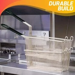 Deep Fryer Basket | 13" X 6.5" X 5.25" Restaurant Kitchen Commercial Use | Front Hooks Non-Slip Handle | Nickle Plated Stainless Steel (4 Pack) -KitchenAid Shop 51W0S0Rez3L