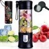 Ortable Blender, USB Travel Juice Cup Baby Food Mixing Juicer Machince With Updated 6 Blades With Powerful Motor 4000mAh Rechargeable Battery,13Oz Bottle(black)