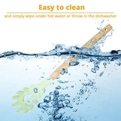 Silicone Pasta Fork (12"), Food Grade Noodle Spoon With Natural Wooden Handle, BPA Free, Spaghetti Strainer & Server Spoon (12 Inch, Mint Green) -KitchenAid Shop 51W3hJizvES