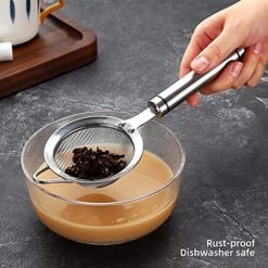 UNWUKIN 304 Stainless Steel Fine Mesh Strainers For Kitchen, Colander-Skimmer With Handle, Sieve Sifters For Food, Tea, Rice, Oil, Noodles, Fruits, Vegetable -KitchenAid Shop 51W5Y7QEXNS