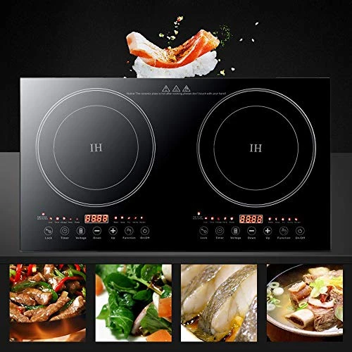Digital Induction Cooktop,2400W 110V Double Burners Electric Stove, Countertop Burner With Legs, Induction Cooker Vitro Ceramic Glass Black Surface For Cast Iron Pan (1200W+1200W) 4 Digital Induction Cooktop,2400W 110V Double Burners Electric Stove, Countertop Burner With Legs, Induction Cooker Vitro Ceramic Glass Black Surface For Cast Iron Pan (1200W+1200W) - Image 2