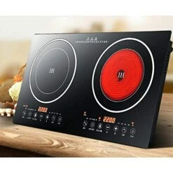 Portable Double Induction Cooktop Touch Electric Induction Cooker Cooktop -2400W/2600W Digital Countertop Burner Black (1200W Induction Cooker+1200W Induction Cooker) -KitchenAid Shop 51WC8EDBejL