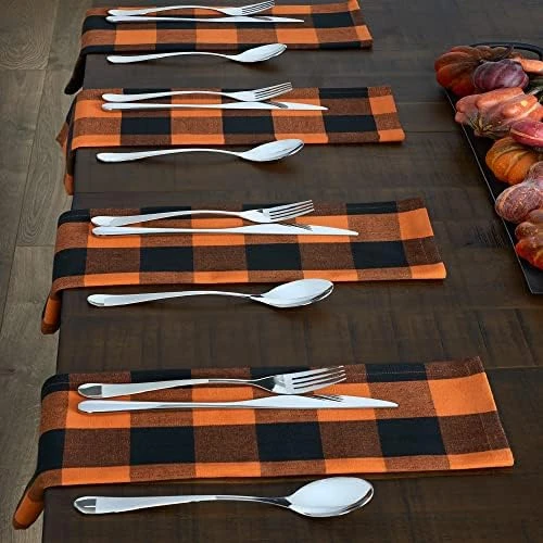 Use Living Fall Buffalo-Check Table Runner, Seasonal Farmhouse Table Runner, 13" W X 70" L, Orange And Black 9 Use Living Fall Buffalo-Check Table Runner, Seasonal Farmhouse Table Runner, 13" W X 70" L, Orange And Black - Image 7