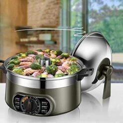 GENERIC Cooking Pot, 10L Large Capacity 1500w Multi-Purpose Pot Multi-Function Stainless Steel Electric Steamer -KitchenAid Shop 51WH5viWljS