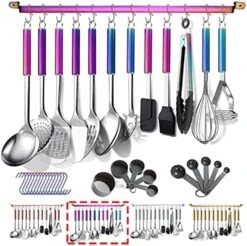 Kitchen Utensils Set 38 Pieces, Stainless Steel Cooking Utensils Set, Kitchen Gadgets Cookware, Kitchen Tool Set With Utensil Holder Rack And Hooks For Hanging Dishwasher Safe -KitchenAid Shop 51WPy7bng6L. AC