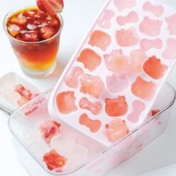 Hello Kitty Ice Cube Tray With Lid Container & Scoop, Easy-Release Silicone & Flexible 24pcs Cute Kitty Ice Cubes For Chingling Cocktail And Milk Tea (Pink) -KitchenAid Shop 51WR6yC7HqL