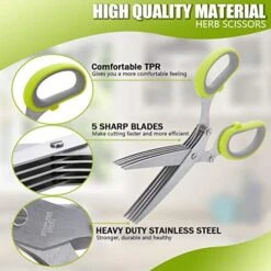 Herb Scissors With 5 Multi Stainless Steel Blades And Safe Cover Kitchen Gadgets Cutter, Kitchen Chopping Shear, Mincer, Sharp Dishwasher Safe Kitchen Gadget, Culinary Cutter -KitchenAid Shop 51WVR5hkmfL