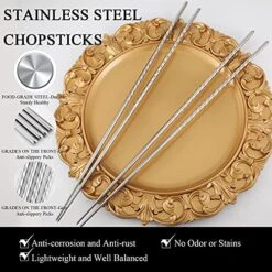 4 Pairs Long Cooking Chopsticks 15.3 Inch Extra Long Stainless Steel Chopsticks With Non Slip Threaded And 16.5 Inch Wooden Noodles Kitchen Cooking Frying Chopsticks (Silver, Wood Color) -KitchenAid Shop 51Wan1nVu8S