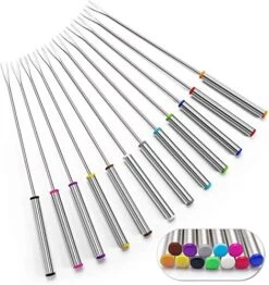 - Set Of 12 Stainless Steel Fondue Forks 9.5" - Color Coding Cheese Fondue Forks With Heat Resistant Handle For Chocolate Fountain Cheese Fondue Roast Marshmallows 15 - Set Of 12 Stainless Steel Fondue Forks 9.5" - Color Coding Cheese Fondue Forks With Heat Resistant Handle For Chocolate Fountain Cheese Fondue Roast Marshmallows -KitchenAid Shop 51Wb70CQDML. AC