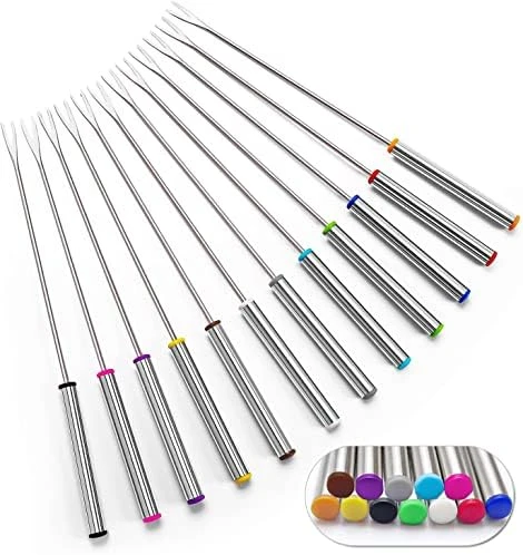- Set Of 12 Stainless Steel Fondue Forks 9.5" - Color Coding Cheese Fondue Forks With Heat Resistant Handle For Chocolate Fountain Cheese Fondue Roast Marshmallows 9 - Set Of 12 Stainless Steel Fondue Forks 9.5" - Color Coding Cheese Fondue Forks With Heat Resistant Handle For Chocolate Fountain Cheese Fondue Roast Marshmallows - Image 7