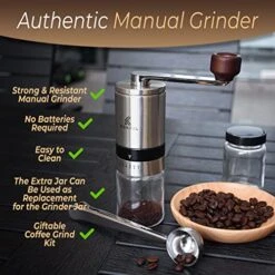 Manual Hand Coffee Grinder - Crank Handle With Wood Knob, 6 Adjustable Grind Settings, Includes Extra Glass Jar With Lid For Coffee Beans, Velvet Storage Bag, Spoon & Cleaning Brush 8 Manual Hand Coffee Grinder - Crank Handle With Wood Knob, 6 Adjustable Grind Settings, Includes Extra Glass Jar With Lid For Coffee Beans, Velvet Storage Bag, Spoon & Cleaning Brush -KitchenAid Shop 51Wfc75TOJL