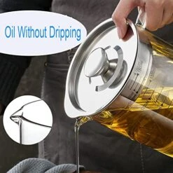 Glass Bacon Grease Container，Transparent Glass Grease Strainer，1.5/1.58 Quart LCooking Oil Storage Grease Keeper Bacon Grease Container With Strainer (1.5/1.58 Quart) -KitchenAid Shop 51WlANctxGL