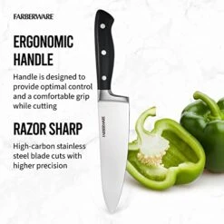 Edgekeeper 8-Inch Forged Triple Riveted Chef Knife With Self-Sharpening Blade Cover, High Carbon-Stainless Steel Kitchen Knife With Ergonomic Handle, Razor-Sharp Knife, Black -KitchenAid Shop 51WyL39xT5L