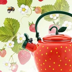 Whistling Tea Kettle For Stove Top Enamel On Steel Teakettle, Supreme Housewares Strawberry Decor Design Teapot Water Kettle Cute Kitchen Accessories Teteras (2.3 Quart, Strawberry) 21 Whistling Tea Kettle For Stove Top Enamel On Steel Teakettle, Supreme Housewares Strawberry Decor Design Teapot Water Kettle Cute Kitchen Accessories Teteras (2.3 Quart, Strawberry) -KitchenAid Shop 51X74q3f8wL