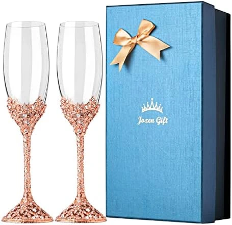 Silver Champagne Flutes - Crystal Glasses Metal Base With Crystal Stones, Set Of 2 Toasting Flute Pair, Wedding Anniversary Party Birthday Banquets, Gifts For Bride And Groom7oz… 11 Silver Champagne Flutes - Crystal Glasses Metal Base With Crystal Stones, Set Of 2 Toasting Flute Pair, Wedding Anniversary Party Birthday Banquets, Gifts For Bride And Groom7oz… - Image 9