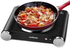 Usimax Hot Plate Electric Burner Single Burner Cast Iron Hot Plates For Cooking Portable Burner 1500W With Adjustable Temperature Control Stainless Steel Non-Slip Rubber Feet, Upgraded Version