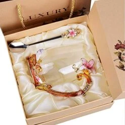 Tea Cup Coffee Mug Cups, Mother's Day Gifts, Creative Lily Flower Glass Tea Cup, Handmade Tea Mug, Unique Personalized Birthday Present Ideal For Women Friend Wedding Anniversary Birthday - 13OZ Pink -KitchenAid Shop 51XFLXsfqtL