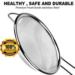 Fine Mesh Strainers - Premium Stainless Steel Colander Sieve Sifters, With Durable Mesh And Sturdy Handle, Excellent For Sifting Dry Ingredients, Flour, Pastas, Rice, Tea (3.15"+5.5"+7.87") -KitchenAid Shop 51XMKXCeN3L