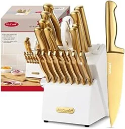 MC29 Knife Sets,15 Pieces German Stainless Steel Kitchen Knife Block Sets With Built-in Sharpener -KitchenAid Shop 51XRXSnfYkL. AC