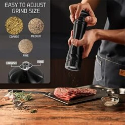 Pepper Grinder Salt Pepper Mill - Wooden Refillable Pepper Mill Grinder Durable Salt And Pepper Grinder With Adjustable Coarseness Easy To Use For Cooking Serving And BBQ 8inch -KitchenAid Shop 51XWIFweWaL