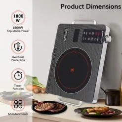 1800 Watt Portable Infrared Burner, Electric Burner With 4 Hours Timer, Electric Hot Plate With Touch Control Panel Adjustable Heating Power, Glass Infrared Cooktop For Cooking Portable -KitchenAid Shop 51XaiYSZXoL