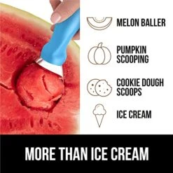 Gorilla Grip Large, Comfortable Handle, Heavy Duty Ice Cream Scoop, Professional Grade Scooper, Get Perfect Shape Scoops, Great For Spooning Frozen Hard Gelato And Sorbet, Cookie Dough, Melon, Aqua -KitchenAid Shop 51XdTcp7yUL
