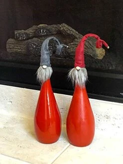 Gnome Wine Champagne Bottle Topper Hostess Christmas Holiday Gifts Favors Burgundy & Grey (Set Of 2-18" H)