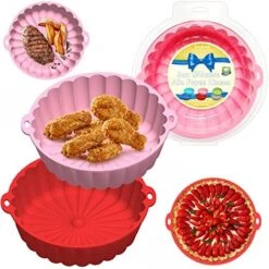 Reusable Air Fryer Silicone Liners Cake Molds 8.5 Inch 2 Pack, Silicone Baking Tray For 5.8QT+ Air Fryer Microwave Toaster Oven, Healthy Durable (Sky Blue+Indigo) -KitchenAid Shop 51XeVYEx3QL. AC