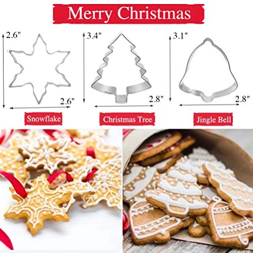 Hristmas Shapes Cookie Cutters Set Of 11, Gingerbread Man Snowflake Angel Tree Reindeer Santa Snowman Stocking Mitten Bell Candy Cane For Kids, Metal Holiday Winter Stamp Stainless Steel Gift Of 3" 5 Hristmas Shapes Cookie Cutters Set Of 11, Gingerbread Man Snowflake Angel Tree Reindeer Santa Snowman Stocking Mitten Bell Candy Cane For Kids, Metal Holiday Winter Stamp Stainless Steel Gift Of 3" - Image 3