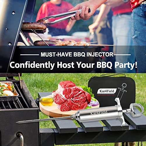 Kar4Field Meat Injector Syringe, 304-Stainless Steel Meat Injectors For Smoking With 3 Meat Needles, Heavy-Duty 2 Oz Flavor Injector Marinades For Meats Turkey, Storage Case Included For Outdoor BBQ 4 Kar4Field Meat Injector Syringe, 304-Stainless Steel Meat Injectors For Smoking With 3 Meat Needles, Heavy-Duty 2 Oz Flavor Injector Marinades For Meats Turkey, Storage Case Included For Outdoor BBQ - Image 2