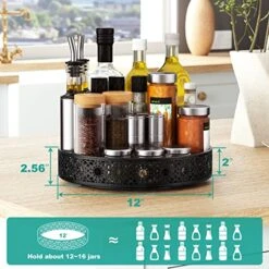 Lazy Susan Organizer, 12 Inch Lazy Susan Turntable For Cabinet Table, PHINOX Turntable Organizer Lazy Susan Spice Rack With Non-Slip Pad, Large Lazy Susan For Kitchen Bathroom Pantry Vanity (Metal) -KitchenAid Shop 51XokZNIFQL