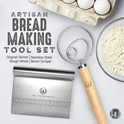 Bread Making Tools And Supplies - Set Of 2 - Danish Dough Whisk And Bench Scraper - Dough Hook With Bread Scraper - Easy To Clean - Great For Baking Homemade Sourdough, Pizza, Pastry, Cookies By LHU -KitchenAid Shop 51Xw5UqnUdS