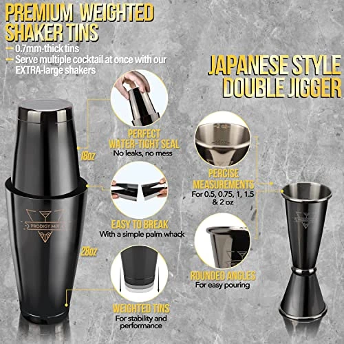 The Complete Mixology Bartender Kit 20-Piece Boston Cocktail Shaker Set - Premium Bar Accessories & Tools Set, Bonus Velvet Bag & Recipe Cards, Stainless Steel Drink Mixer (Gunmetal-Black, 20-Piece) 6 The Complete Mixology Bartender Kit 20-Piece Boston Cocktail Shaker Set - Premium Bar Accessories & Tools Set, Bonus Velvet Bag & Recipe Cards, Stainless Steel Drink Mixer (Gunmetal-Black, 20-Piece) - Image 4