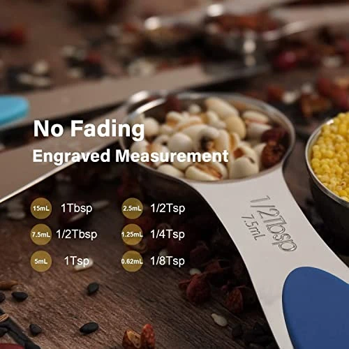 Magnetic Measuring Spoons Set,18/8 Stainless Steel With Upgraded Extend Handle, Dual Sided, Stackable, Adjustable Teaspoon And Tablespoon Kitchen Gadgets Set Of 7 4 Magnetic Measuring Spoons Set,18/8 Stainless Steel With Upgraded Extend Handle, Dual Sided, Stackable, Adjustable Teaspoon And Tablespoon Kitchen Gadgets Set Of 7 - Image 2