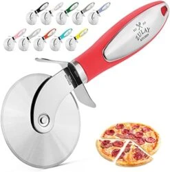 Large Pizza Cutter Wheel - Premium Stainless Steel Pizza Slicer - Easy To Clean & Cut Pizza Wheel - Super Sharp, Non-Slip Handle & Dishwasher Friendly - Black -KitchenAid Shop 51Y1raxsI2L. AC