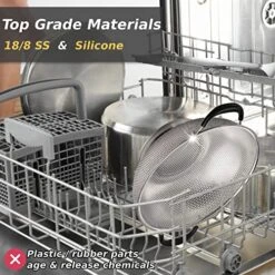 5 Qt Colander 18/8 Stainless Steel Colander Silicone Handle Easy Grip Micro-Perforated Strainer Heavy Duty And Self-draining Solid Ring Base BPA Free Dishwasher Safe - Black -KitchenAid Shop 51YAXomX6gL