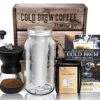 Ld Brew Coffee Maker Starter Kit - Half Gal Mason Jar | Stainless Filter Basket | Ceramic Burr Grinder | Half Pound Certified Organic Whole Bean Cold Brew Blend | Recipe & Instruction Book -KitchenAid Shop 51YBrA0MvFL