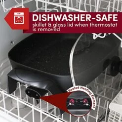 -8619 Non-Stick Deep Dish Heavy Duty Electric Skillet With Tempered Glass Vented Lid And Easy-Pour Spout, Dishwasher Safe, 1500W, 8 Quart, Rectangle 16" X 13", Black -KitchenAid Shop 51YGMoSbE1L