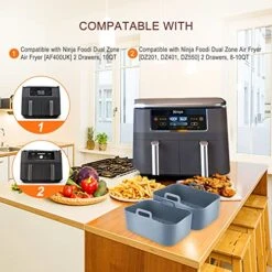 Number-one Air Fryer Silicone Pot For Ninja Foodi Dual DZ201, 2PCS Reusable Air Fryer Silicone Liners With Handles Heat Resistant Air Fryer Basket For Ninja 8 QT Food Safe Air Fryer Accessories, Grey 10 Number-one Air Fryer Silicone Pot For Ninja Foodi Dual DZ201, 2PCS Reusable Air Fryer Silicone Liners With Handles Heat Resistant Air Fryer Basket For Ninja 8 QT Food Safe Air Fryer Accessories, Grey -KitchenAid Shop 51YLnPnRgUL