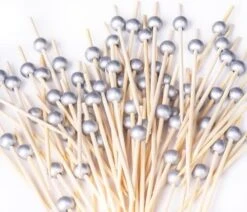 200PCS Cocktail Picks, Fancy Cocktail Toothpicks For Appetizers Picks, Handmade Bamboo Cocktail Skewers For Appetizers Fruit Party, Gold Pearl Food Picks Charcuterie Accessories (4.7 Inch) -KitchenAid Shop 51YQ30zIHbL. AC