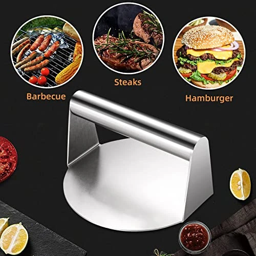 Koicarpe Burger Press - Stainless Steel Burger Smasher Tool - Smooth & Non-Stick Surface - Round Utensil For Grilling Meat Patty, Steak, Hot Dog, Grill Flattener For Steaks, Panini, Sandwich, 5.5x5.5 7 Koicarpe Burger Press - Stainless Steel Burger Smasher Tool - Smooth & Non-Stick Surface - Round Utensil For Grilling Meat Patty, Steak, Hot Dog, Grill Flattener For Steaks, Panini, Sandwich, 5.5x5.5 - Image 5