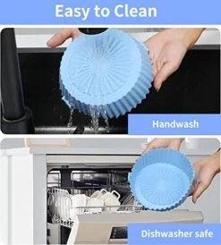 Air Fryer Silicone Liners 8 Inch, 2 Pack Air Fryer Accessories For Ninja Air Fryer Liners Reusable With Handle, Basket For 5 QT To 7 QT, Red & Blue -KitchenAid Shop 51YXnPB3EVL