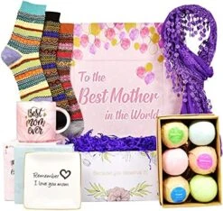 Best Mother's Day Presents For Mom - Set Of Cozy Cotton Socks And Best Mom Ever Coffee Mug. Best Birthday Presents For Mom Too! Beautiful Gift Basket Mom Gifts -KitchenAid Shop 51YazMIoRS. AC