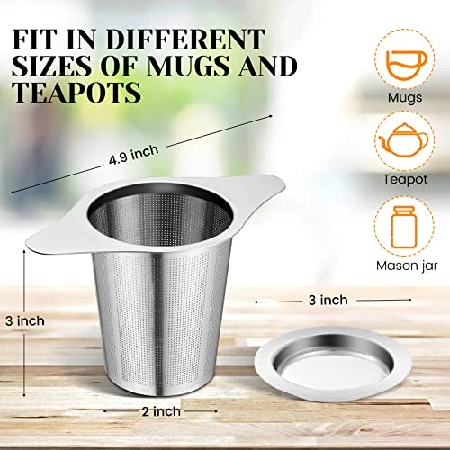 Tea Infuser Basket, Extra Fine Mesh Tea Strainers For Loose Tea, 18/8 Stainless Steel Loose Leaf Tea Steeper With Coaster Lid And Double-sided Handle, Tea Diffuser With Large Capacity 7 Tea Infuser Basket, Extra Fine Mesh Tea Strainers For Loose Tea, 18/8 Stainless Steel Loose Leaf Tea Steeper With Coaster Lid And Double-sided Handle, Tea Diffuser With Large Capacity - Image 5