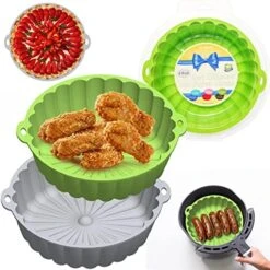 Reusable Air Fryer Silicone Liners Cake Molds 8.5 Inch 2 Pack, Silicone Baking Tray For 5.8QT+ Air Fryer Microwave Toaster Oven, Healthy Durable (Sky Blue+Indigo) -KitchenAid Shop 51YtyWY5BOL. AC